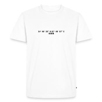Hamm, Rhénanie-du-Nord-Westphalie Coordonnées - T-shirt Premium bio Homme - blanc - Devant - Nico (187cm)