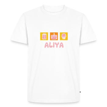 Aliya comme prénom - T-shirt Premium bio Homme - blanc - Devant - Nico (187cm)