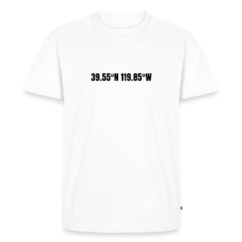 Reno, Nevada, USA Coordinates - Men's Premium Organic T-Shirt - white - Front - Nico (187cm)