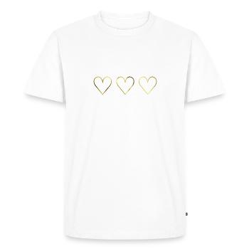 Trois coeurs d’or idée cadeau or - T-shirt Premium bio Homme - blanc - Devant - Nico (187cm)