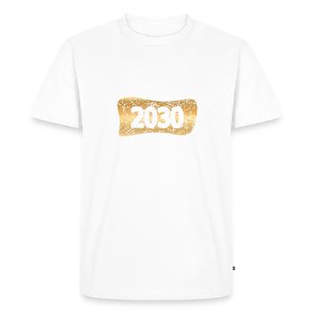 Gold Bar 2030 - Men's Premium Organic T-Shirt - white - Front - Nico (187cm)