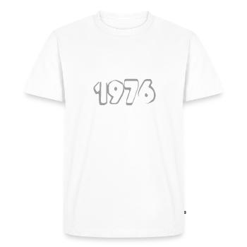 Année 1976 - T-shirt Premium bio Homme - blanc - Devant - Nico (187cm)