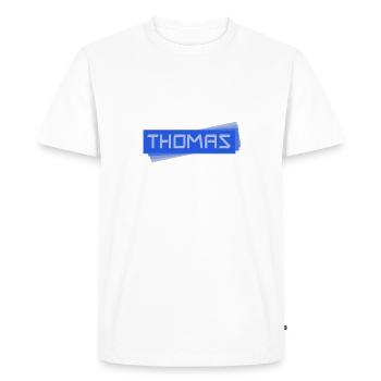 Name tag Thomas - Men's Premium Organic T-Shirt - white - Front - Nico (187cm)