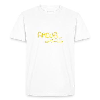 Amelia - Men's Premium Organic T-Shirt - white - Front - Nico (187cm)