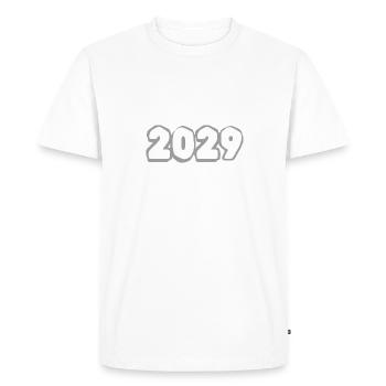 Né en 2029 - T-shirt Premium bio Homme - blanc - Devant - Nico (187cm)