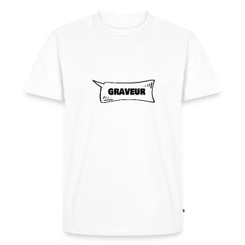 Graveur de bulles de dialogue - T-shirt Premium bio Homme - blanc - Devant - Nico (187cm)