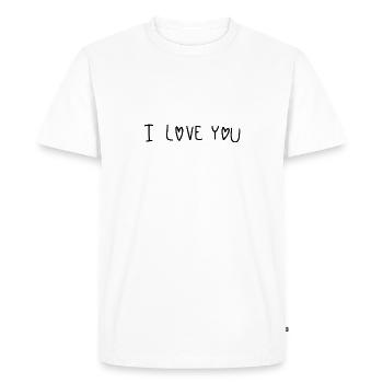 Je t’aime Écriture - T-shirt Premium bio Homme - blanc - Devant - Nico (187cm)