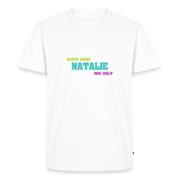 Natalie - Men's Premium Organic T-Shirt - white - Front - Nico (187cm)
