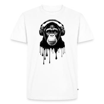 Chimpanzee with Headphone Monkey DJ Music Festival - Men's Premium Organic T-Shirt - white - Front - Nico (187cm)