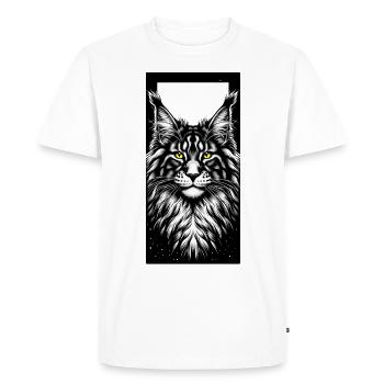 Visage de chat - T-shirt Premium bio Homme - blanc - Devant - Nico (187cm)