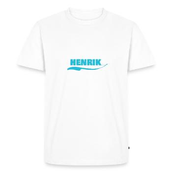 Étiquette nominative pour Henrik Nom Prénom - T-shirt Premium bio Homme - blanc - Devant - Nico (187cm)