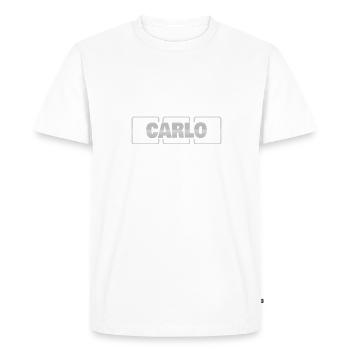 Idée cadeau Carlo - T-shirt Premium bio Homme - blanc - Devant - Nico (187cm)
