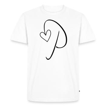 Lettre P Lettre-P Calligraphie - T-shirt Premium bio Homme - blanc - Devant - Nico (187cm)