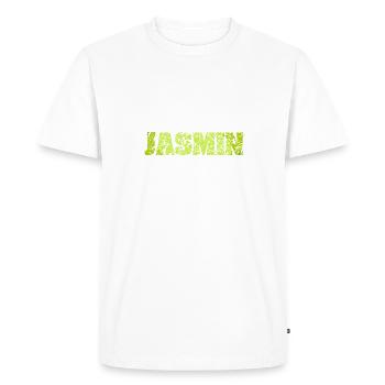 idée cadeau cadeau prénom Jasmin - T-shirt Premium bio Homme - blanc - Devant - Nico (187cm)