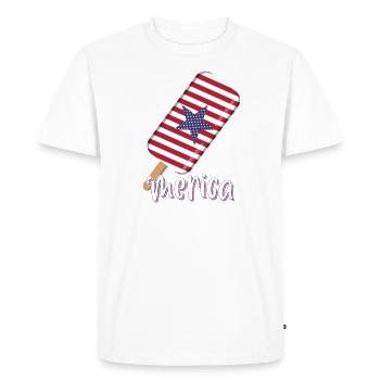 Merica 4 juillet États-Unis - T-shirt Premium bio Homme - blanc - Devant - Nico (187cm)