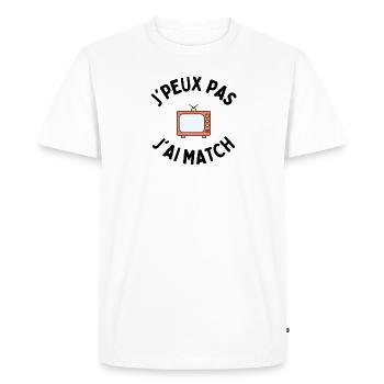 j'peux pas j'ai match - T-shirt Premium bio Homme - blanc - Devant - Nico (187cm)
