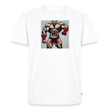 strong man - Men's Premium Organic T-Shirt - white - Front - Nico (187cm)