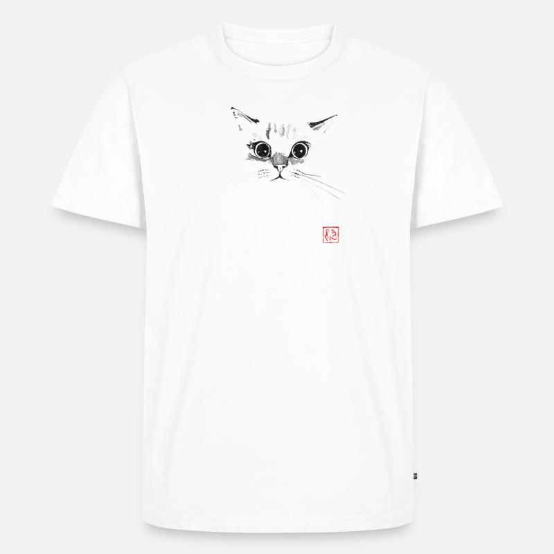Katzengesicht - Männer Premium Bio T-Shirt - Weiß