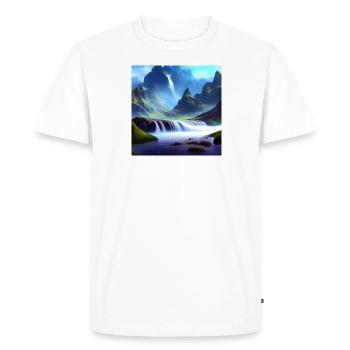 Waterfall and Berge_01 - Men's Premium Organic T-Shirt - white - Front - Nico (187cm)
