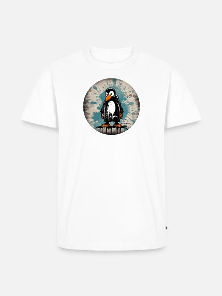 Urban Penguin #1 - Männer Premium Bio T-Shirt - Weiß