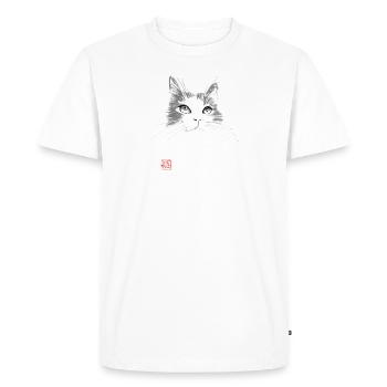 cat face - T-shirt Premium bio Homme - blanc - Devant - Nico (187cm)