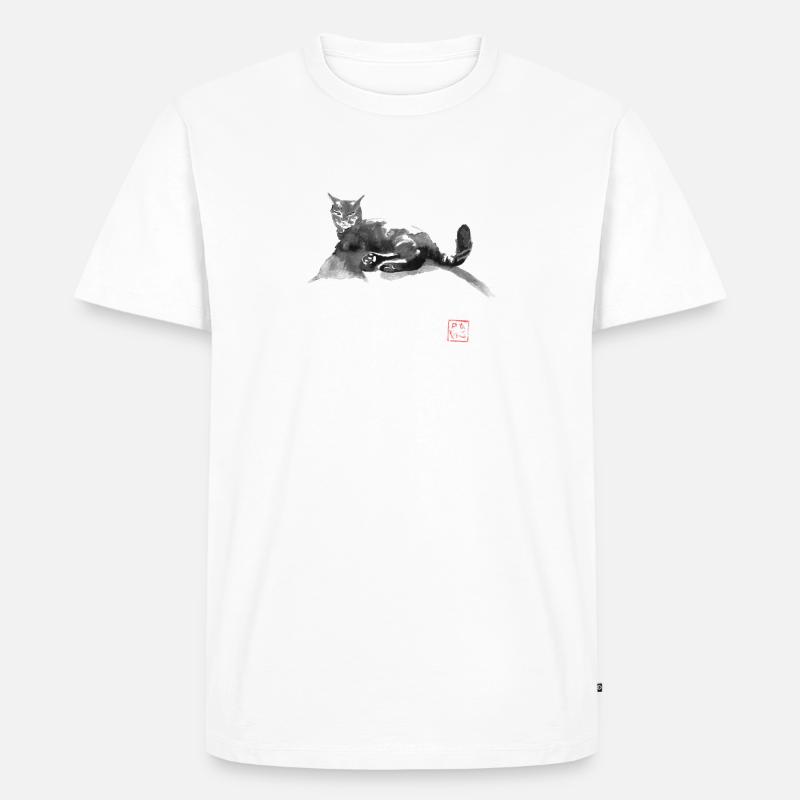 Katze auf der Straße - Männer Premium Bio T-Shirt - Weiß