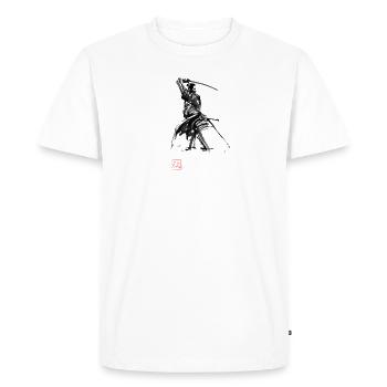 samurai en garde 02 - T-shirt Premium bio Homme - blanc - Devant - Nico (187cm)