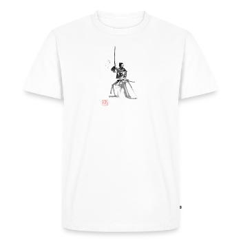 samurai en garde - T-shirt Premium bio Homme - blanc - Devant - Nico (187cm)
