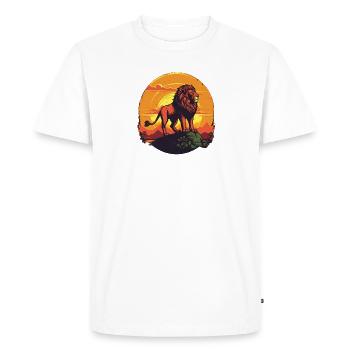 Majestic Sunset Lion Art - Men's Premium Organic T-Shirt - white - Front - Nico (187cm)