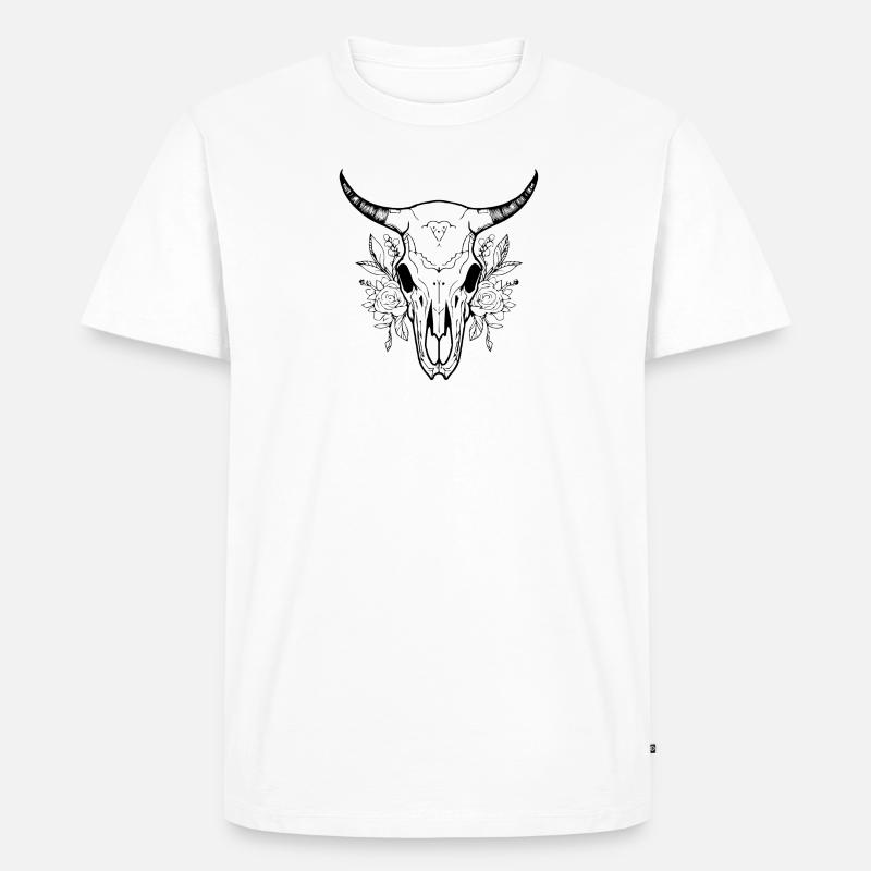 Kuh Schädel Boho - Männer Premium Bio T-Shirt - Weiß
