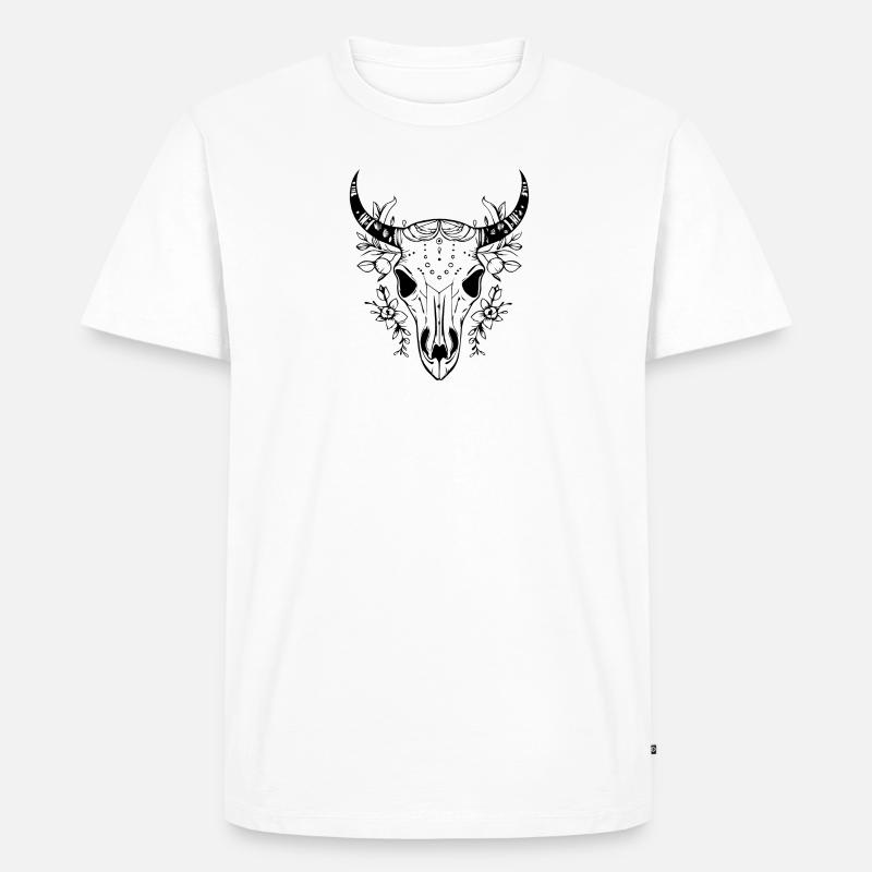 Kuh Schädel Boho - Männer Premium Bio T-Shirt - Weiß