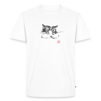 boudeur cat - T-shirt Premium bio Homme - blanc - Devant - Nico (187cm)