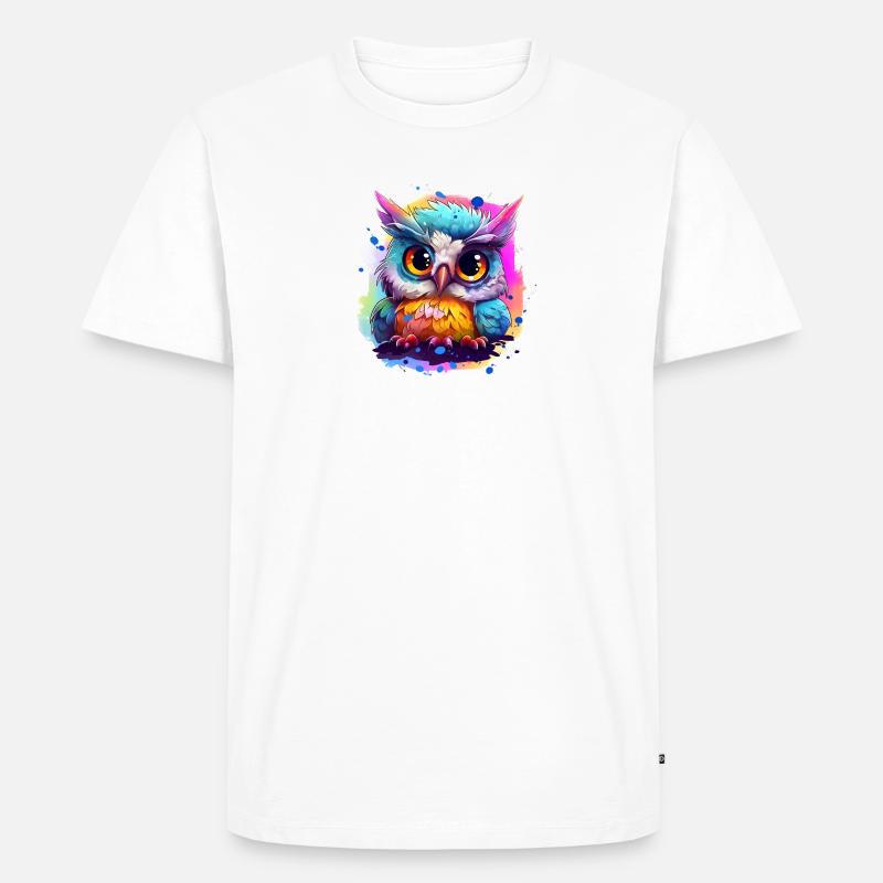 Niedliche Wachsame Eule | Nachtschwärmer Eule - Männer Premium Bio T-Shirt - Weiß