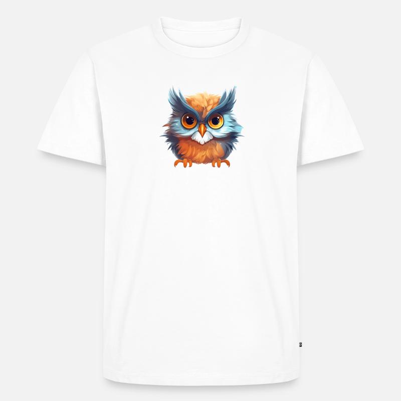 Niedliche Wachsame Eule | Nachtschwärmer Eule - Männer Premium Bio T-Shirt - Weiß