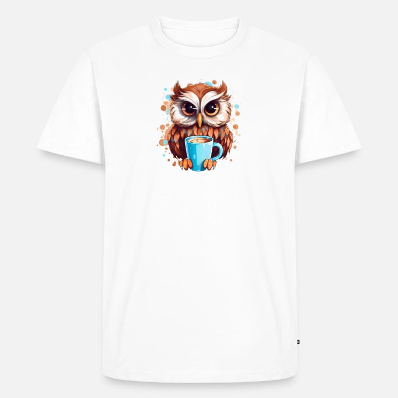 Niedliche Wachsame Eule | Nachtschwärmer Eule - Männer Premium Bio T-Shirt - Weiß
