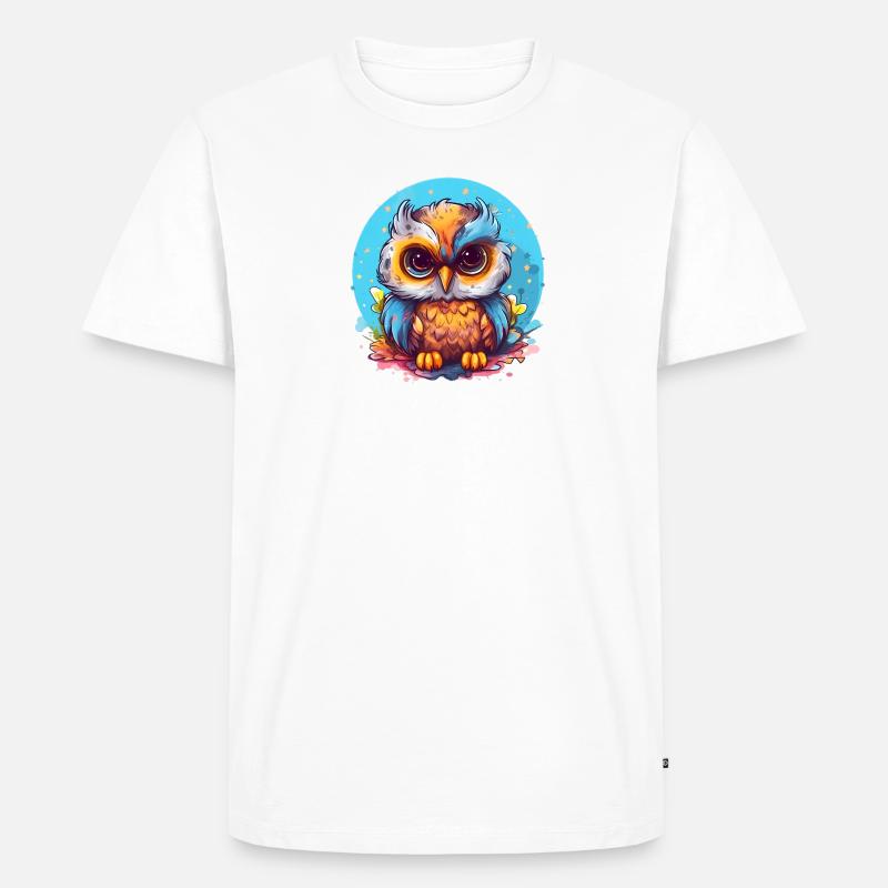 Niedliche Wachsame Eule | Nachtschwärmer Eule - Männer Premium Bio T-Shirt - Weiß