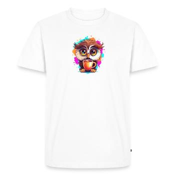 Hibou vigilant mignon | Hibou de nuit - T-shirt Premium bio Homme - blanc - Devant - Nico (187cm)