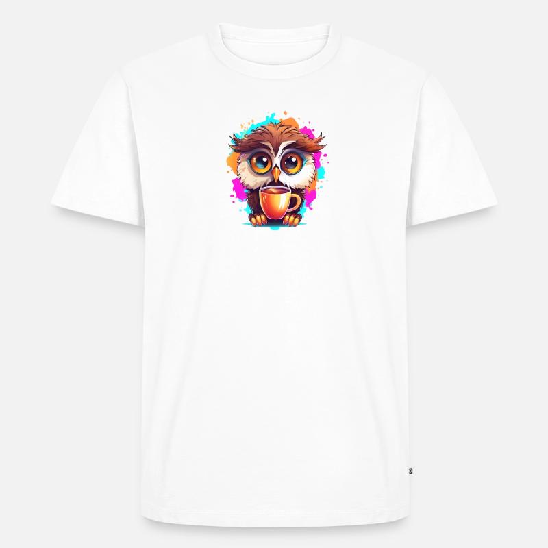 Niedliche Wachsame Eule | Nachtschwärmer Eule - Männer Premium Bio T-Shirt - Weiß
