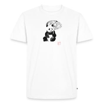 panda in the rain - Men's Premium Organic T-Shirt - white - Front - Nico (187cm)