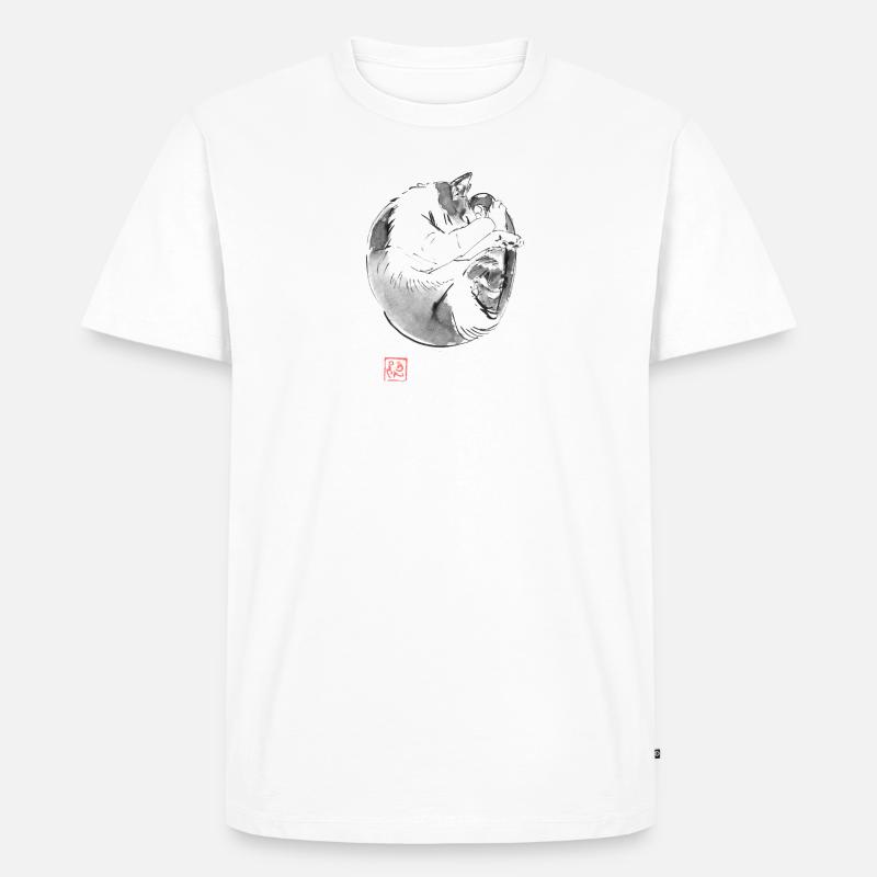 Runde Katze - Männer Premium Bio T-Shirt - Weiß