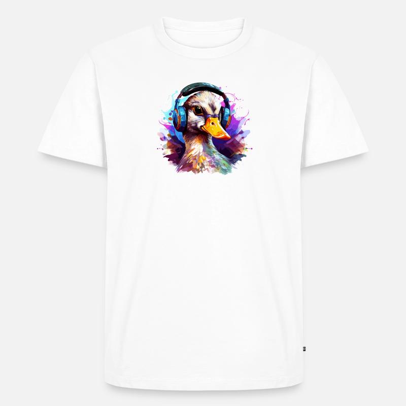 Funky Ente mit Kopfhörer Graffiti-Style - Männer Premium Bio T-Shirt - Weiß