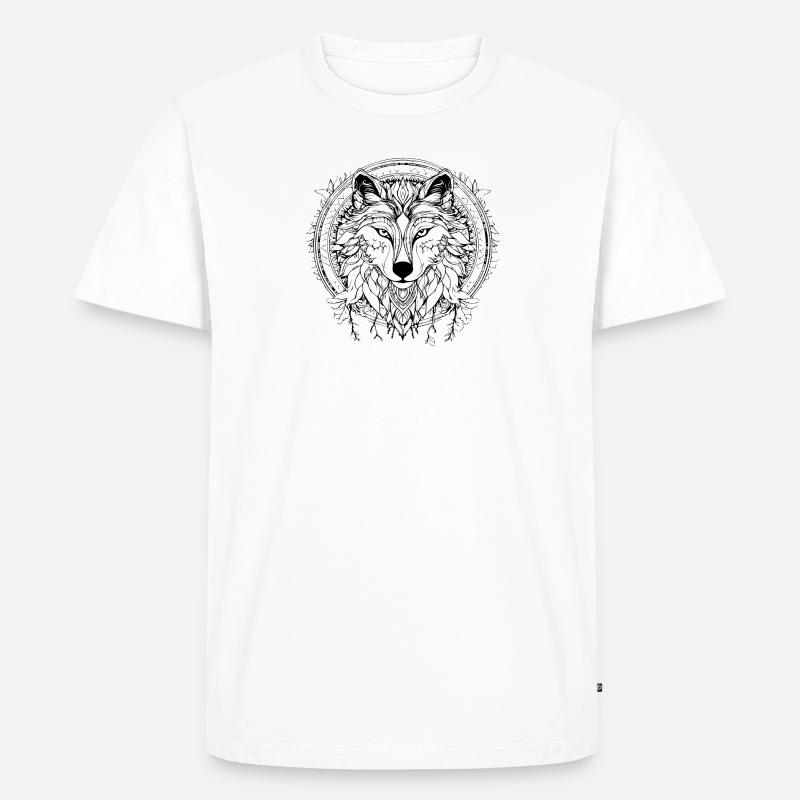 Wolf - Männer Premium Bio T-Shirt - Weiß