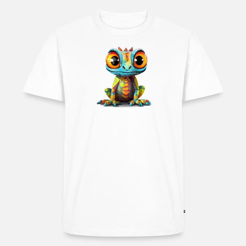 Conception colorée de salamandre de gecko - T-shirt Premium bio Homme - blanc