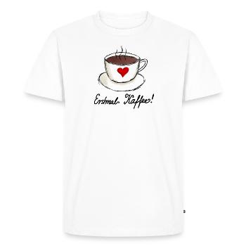 First of all, coffee, I love coffee - Men's Premium Organic T-Shirt - white - Front - Nico (187cm)