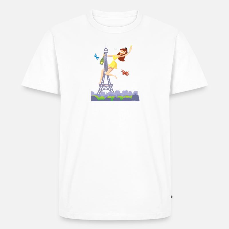 Parisienne Eiffelturm Pole Dance - Männer Premium Bio T-Shirt - Weiß