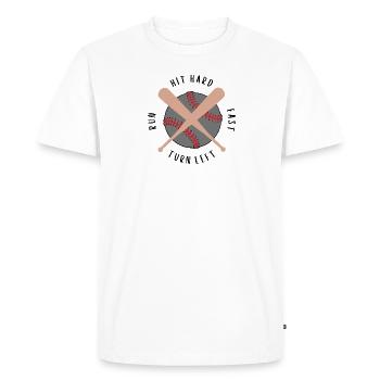 Frapper fort, courir, rapide, tourner à gauche, baseball - T-shirt Premium bio Homme - blanc - Devant - Nico (187cm)