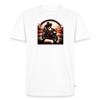 Sunset Ride Embrace - Men's Premium Organic T-Shirt - white - Front - Nico (187cm)