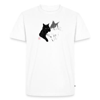2 cats - T-shirt Premium bio Homme - blanc - Devant - Nico (187cm)