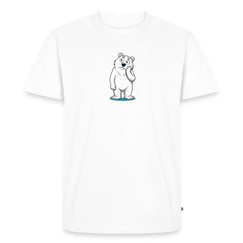 Perplexed Polar Bear: Curious Cartoon Bear - Men's Premium Organic T-Shirt - white - Front - Nico (187cm)