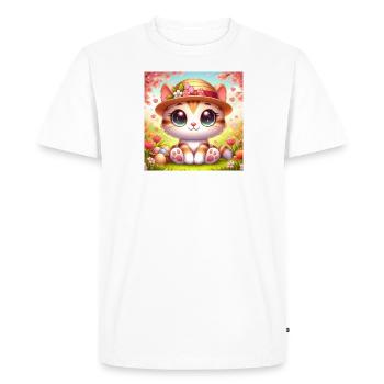 Cute kitten in spring with flower hat - Men's Premium Organic T-Shirt - white - Front - Nico (187cm)